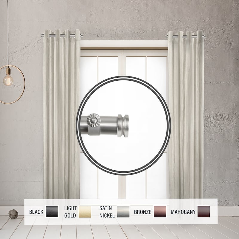 InStyleDesign Pita 1" Side Curtain Rod 12-20 inch long (Set of 2) - 12 to 20 inches - Satin Nickel