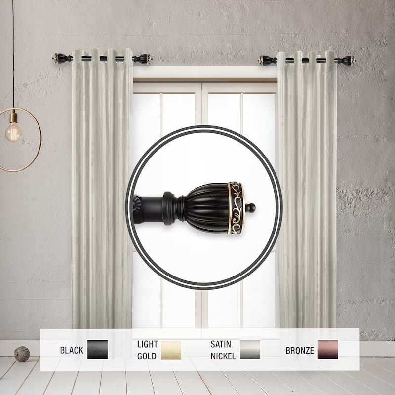InStyleDesign Risler 1" Side Curtain Rod 12-20 inch long (Set of 2) - 12 to 20 inches - Black