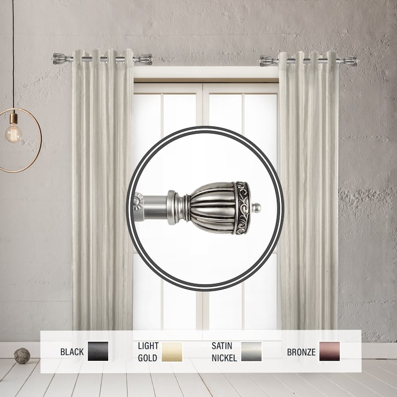 InStyleDesign Risler 1" Side Curtain Rod 12-20 inch long (Set of 2) - 12 to 20 inches - Satin Nickel