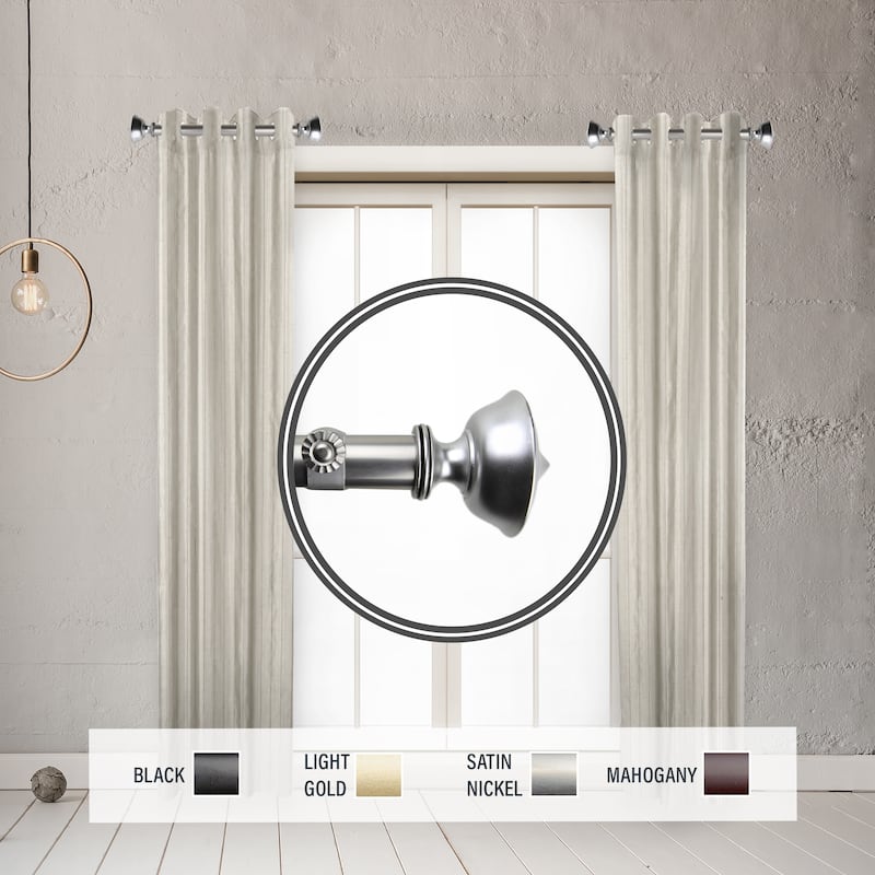 InStyleDesign Emery 1" Side Curtain Rod 12-20 inch long (Set of 2) - 12 to 20 inches - Satin Nickel