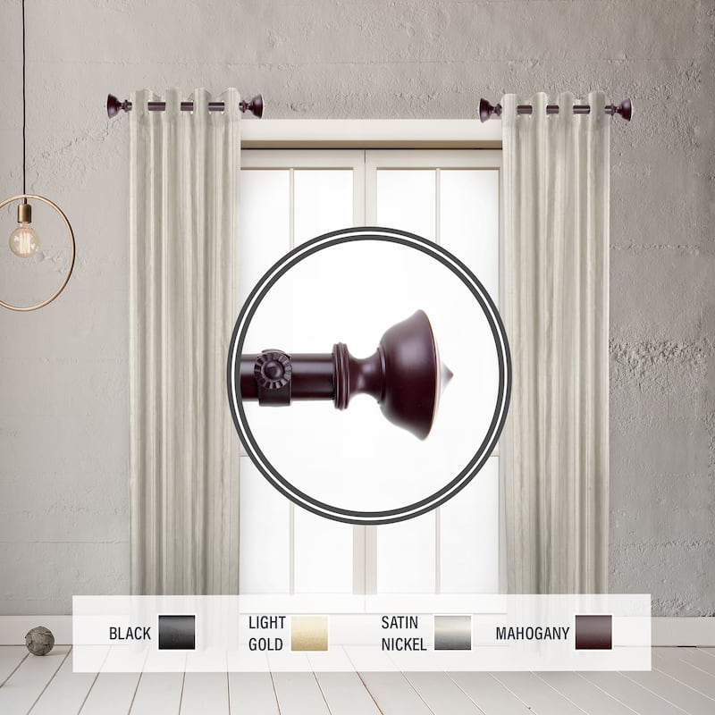 InStyleDesign Emery 1" Side Curtain Rod 12-20 inch long (Set of 2) - 12 to 20 inches - Mahogany