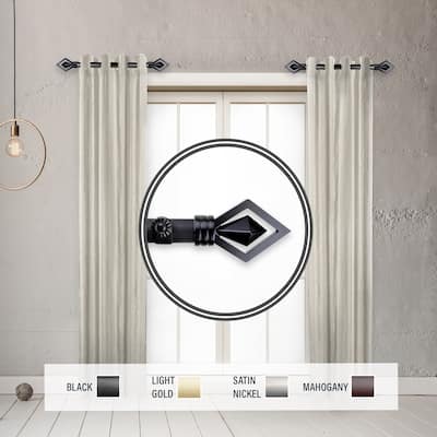 InStyleDesign Crystal 1" Side Curtain Rod 12-20 inch long (Set of 2) - 12 to 20 inches