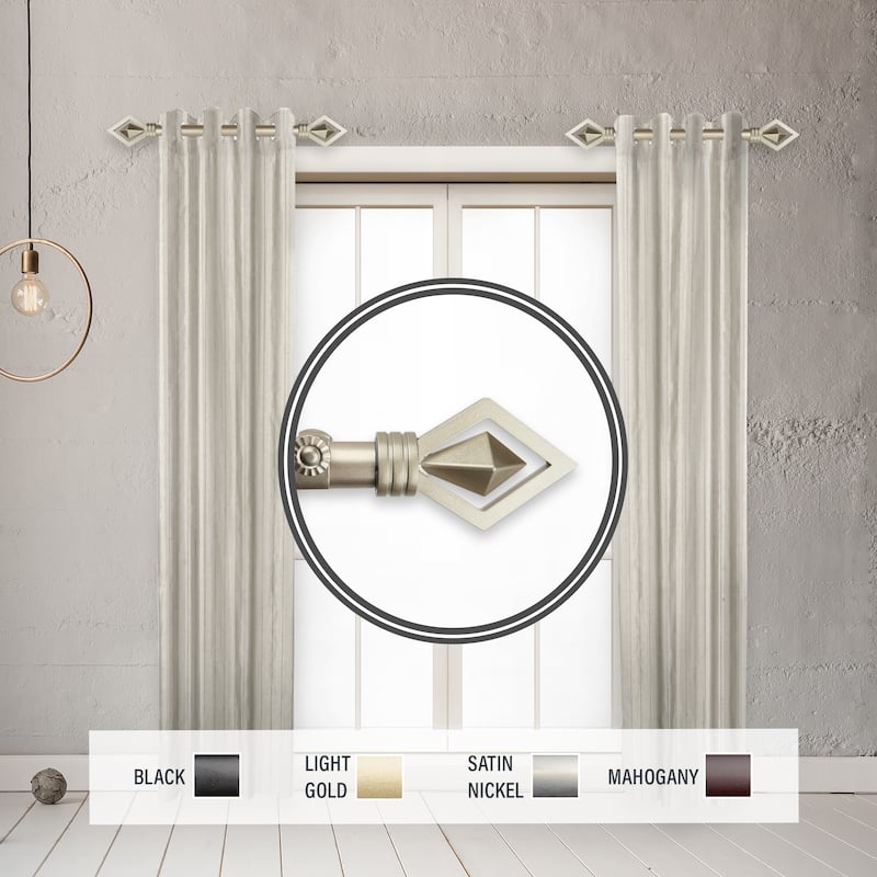 InStyleDesign Crystal 1" Side Curtain Rod 12-20 inch long (Set of 2) - 12 to 20 inches - Light Gold