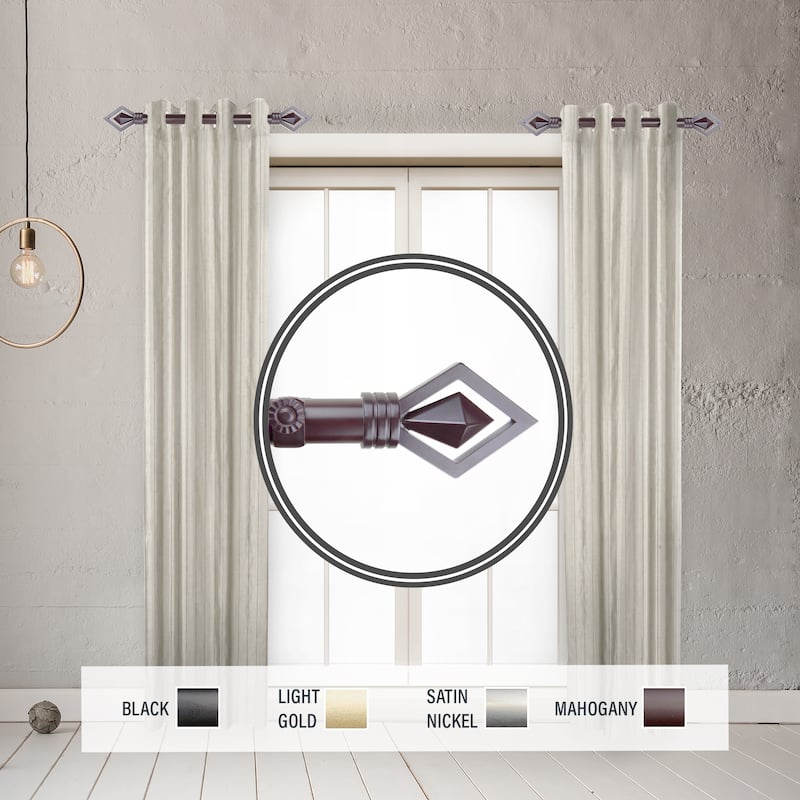 InStyleDesign Crystal 1" Side Curtain Rod 12-20 inch long (Set of 2) - 12 to 20 inches - Mahogany