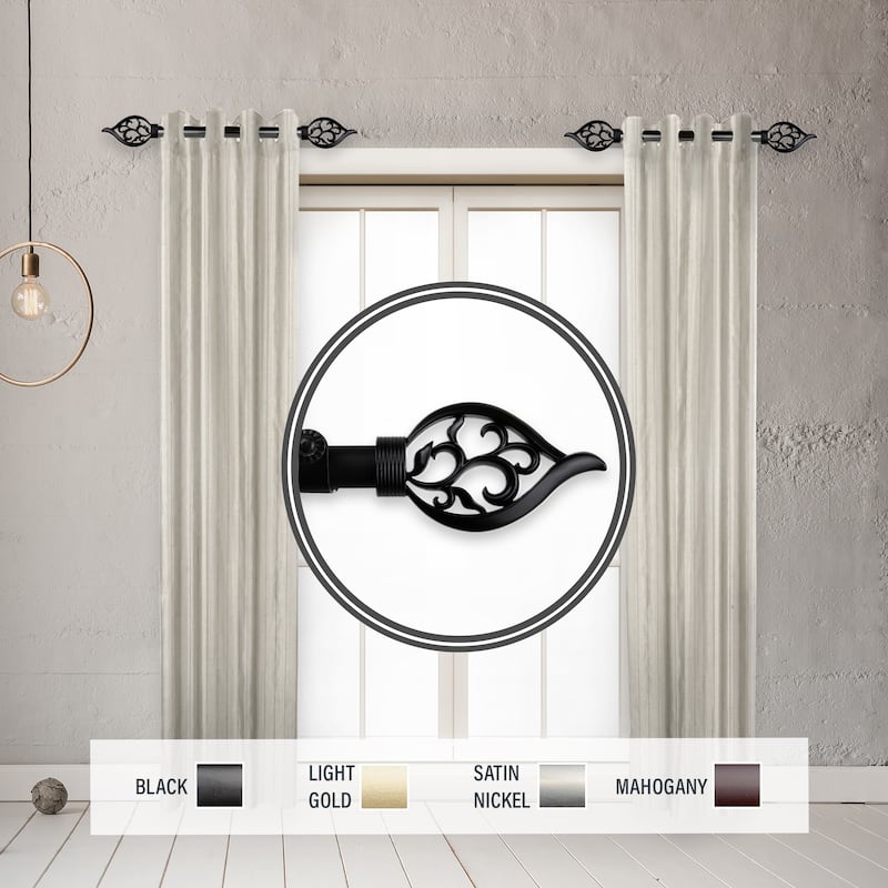 InStyleDesign Circuit 1" Side Curtain Rod 12-20 inch long (Set of 2) - 12 to 20 inches - Black