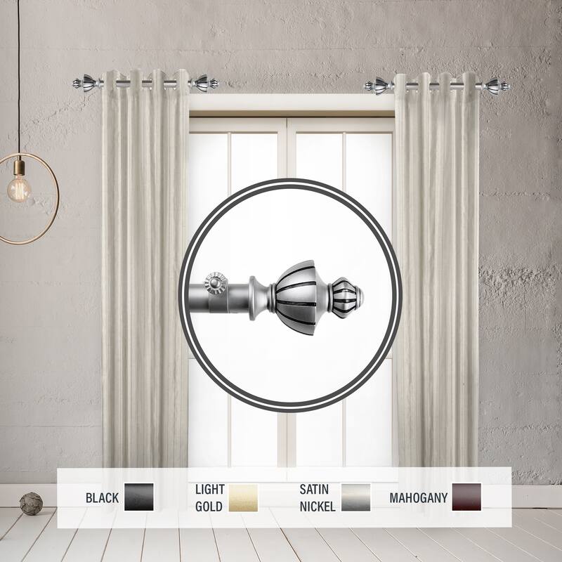 InStyleDesign Oden 1" Side Curtain Rod 12-20 inch long (Set of 2) - 12 to 20 inches - Satin Nickel