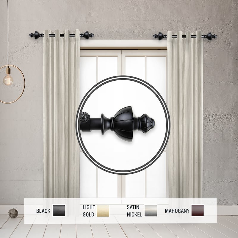 InStyleDesign Oden 1" Side Curtain Rod 12-20 inch long (Set of 2) - 12 to 20 inches - Black