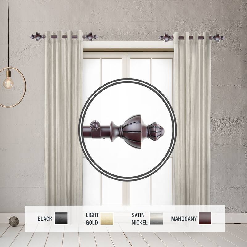 InStyleDesign Oden 1" Side Curtain Rod 12-20 inch long (Set of 2) - 12 to 20 inches - Mahogany