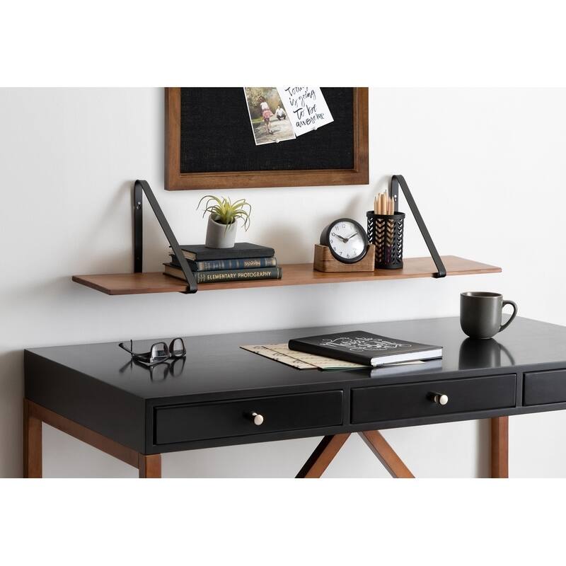 Kate and Laurel Solomon Rustic Shelf - 38x8x8