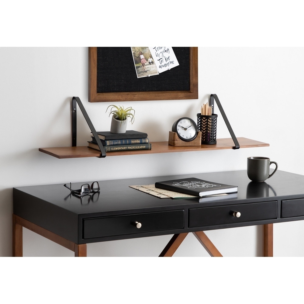 Kate and Laurel Solomon Rustic Shelf - 38x8x8