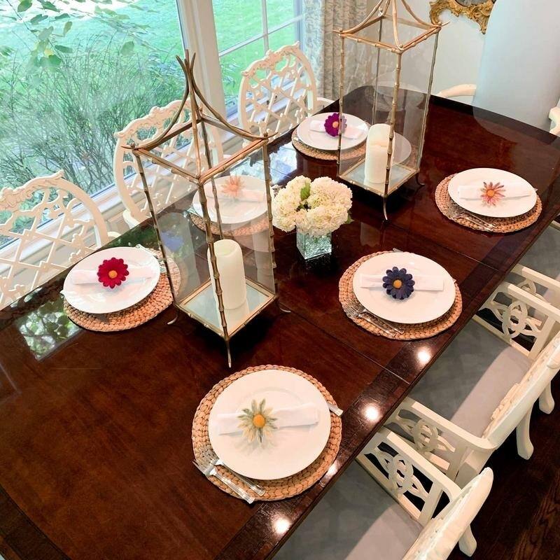 The Curated Nomad Thrift Handmade Felt Daisy Napkin Rings (Set of 6)