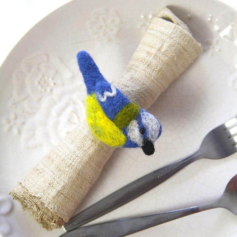 The Curated Nomad Thrift Felt Bird Napkin Ring (Set of 4)