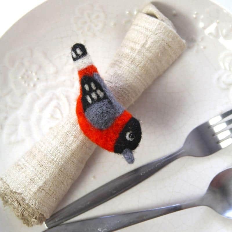 The Curated Nomad Thrift Felt Bird Napkin Ring (Set of 4)