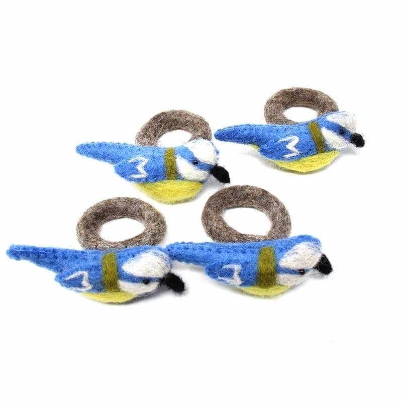 The Curated Nomad Thrift Felt Bird Napkin Ring (Set of 4)
