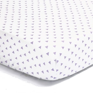 The Peanut Shell Triangle Print Cotton Fitted Crib Sheet in Purple