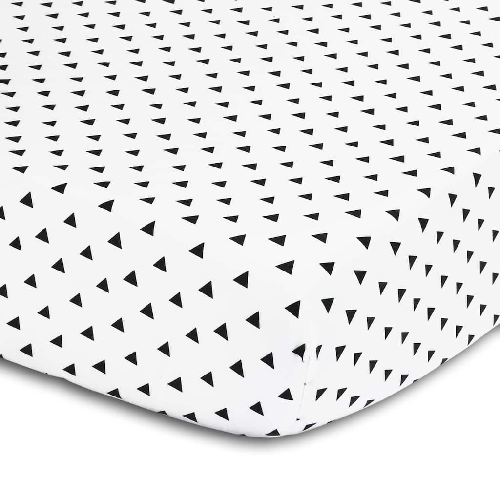 The Peanutshell Triangle Print Black/White Cotton Fitted Crib Sheet