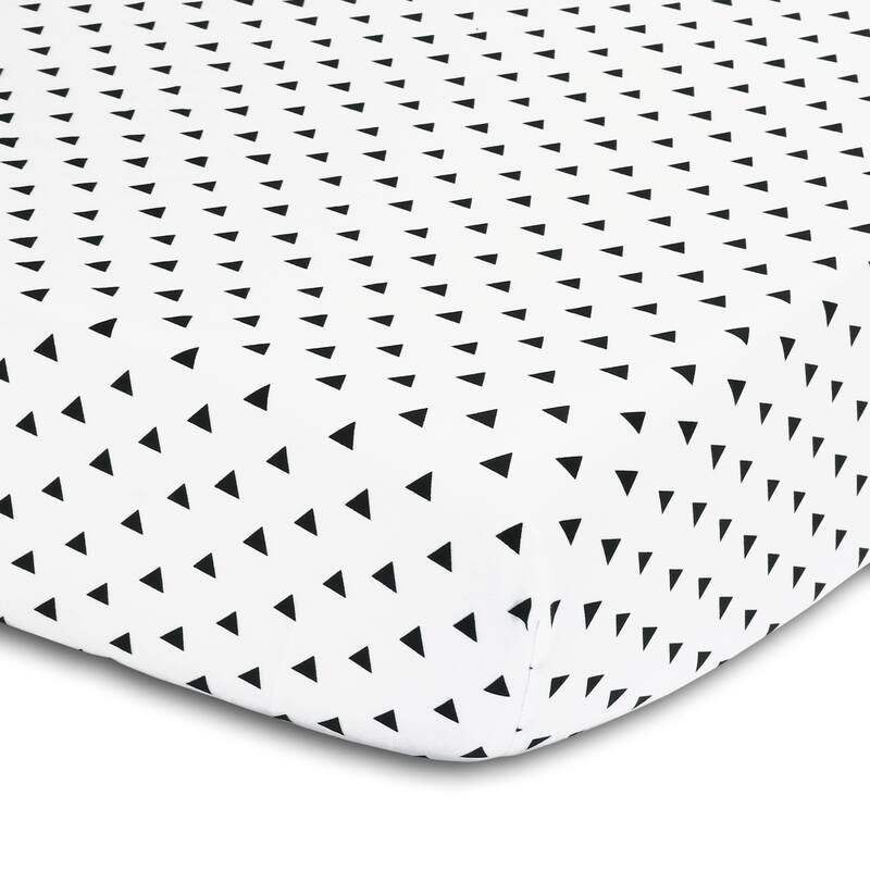 The Peanutshell Triangle Print Black/White Cotton Fitted Crib Sheet