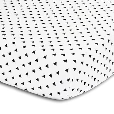 The Peanutshell Triangle Print Black/White Cotton Fitted Crib Sheet