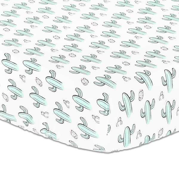 slide 1 of 1, The Peanutshell Cactus Fitted Crib Sheet