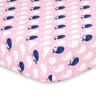 The Peanutshell Pink Whale Fitted Crib Sheet