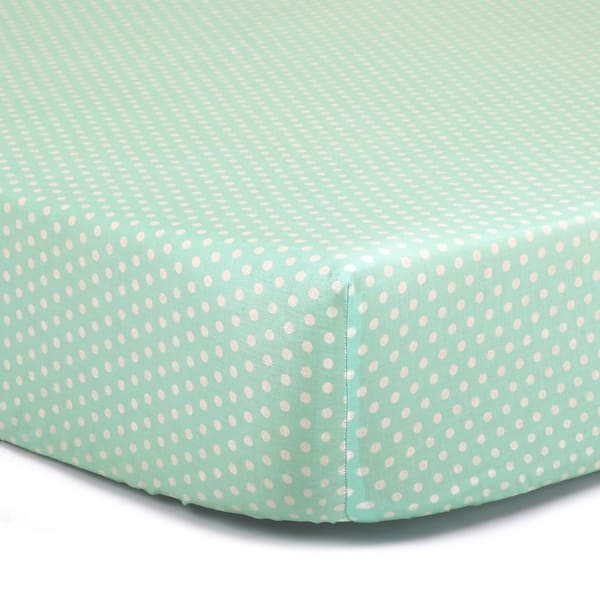 slide 1 of 1, The Peanut Shell Dot Cotton Fitted Crib Sheet in Mint
