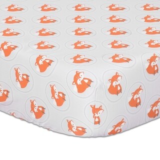 The Peanutshell Fox Fitted Crib Sheet in Grey