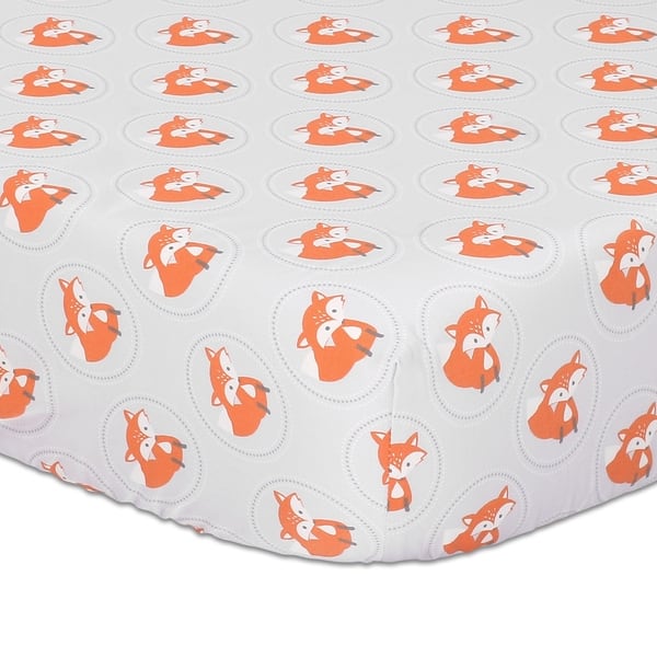 slide 1 of 1, The Peanutshell Fox Fitted Crib Sheet in Grey