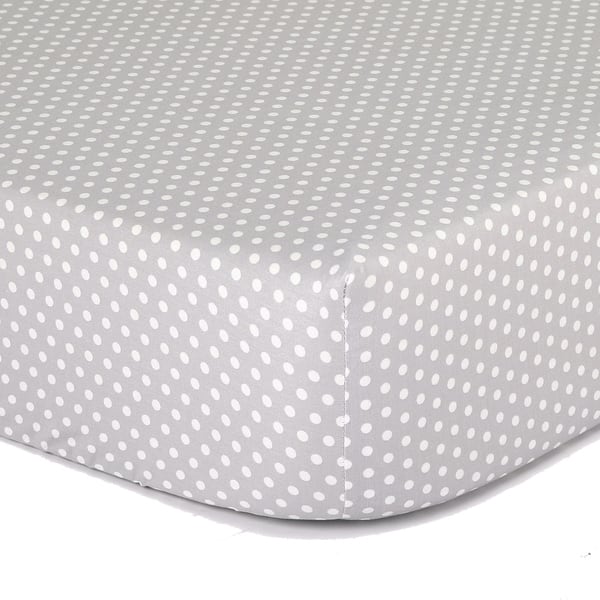 slide 1 of 1, The Peanut Shell Dot Cotton Fitted Crib Sheet in Grey