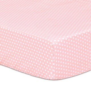 The Peanushell Dot Cotton Fitted Crib Sheet in Light Coral