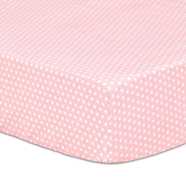 slide 1 of 1, The Peanushell Dot Cotton Fitted Crib Sheet in Light Coral