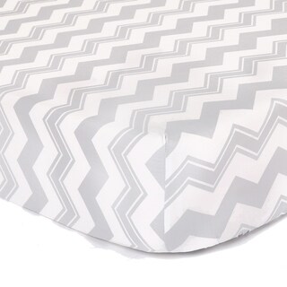 The Peanut Shell Chevron Cotton Fitted Crib Sheet in Grey