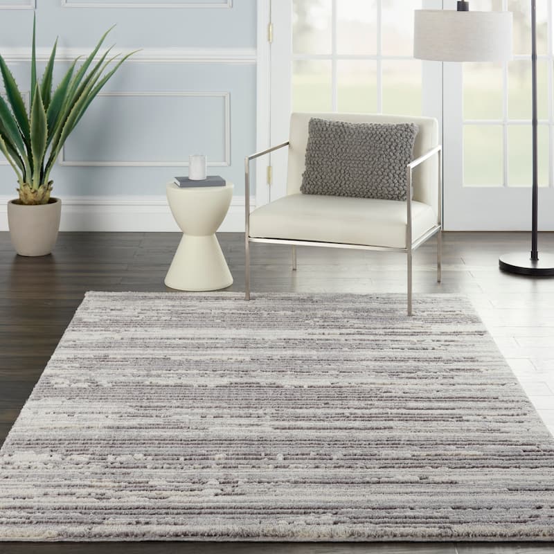 Nourison Textured Contemporary Abstract Area Rug - 4' x 6' - Grey/Ivory - Rectangle