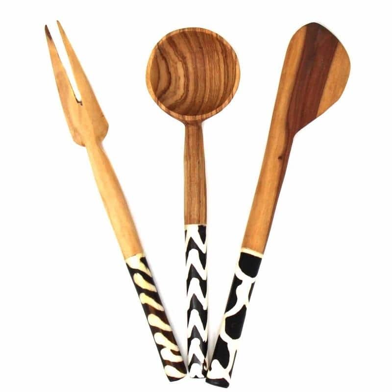 Handmade Olive Wood Appetizer Server, Set of 3 (Kenya) - N/A - Hand Wash