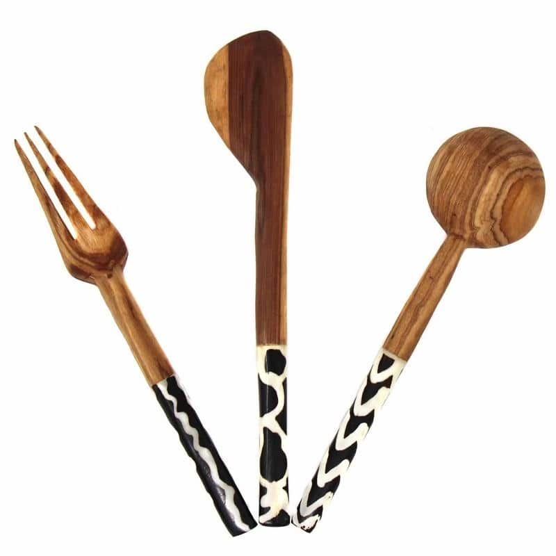 Handmade Olive Wood Appetizer Server, Set of 3 (Kenya) - N/A