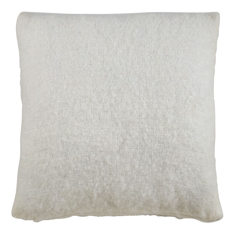 Faux Mohair Design Throw Pillow - Ivory - 22" x 22" - Cover Only