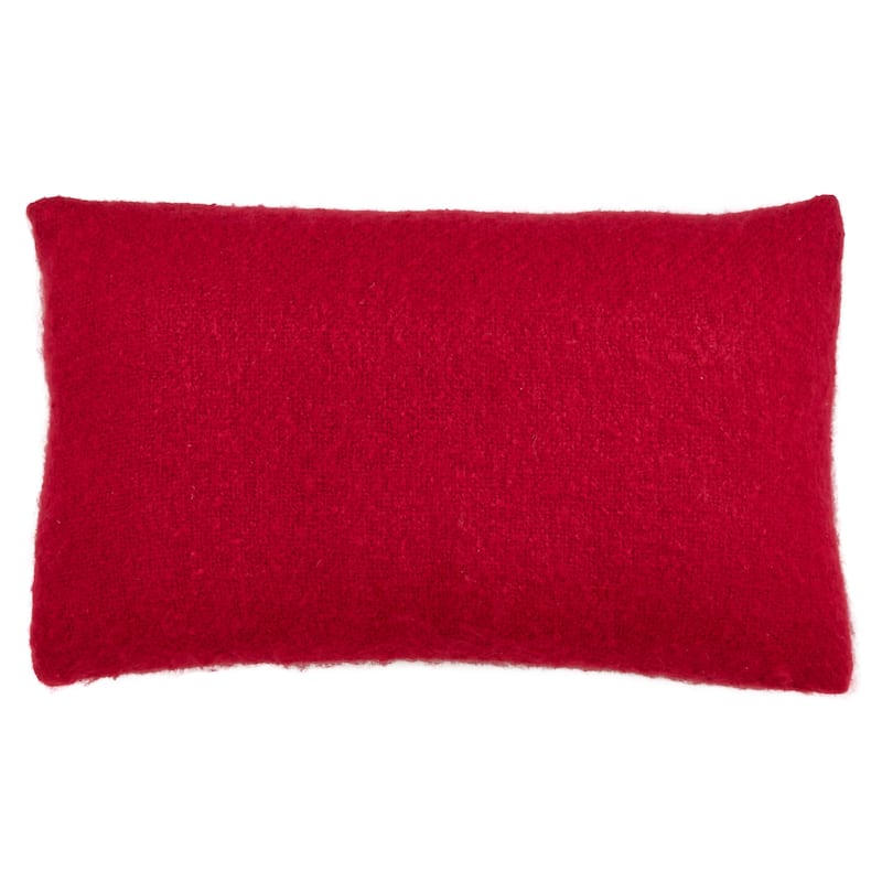 Faux Mohair Design Throw Pillow - Red - 14" x 23" - Feather Down