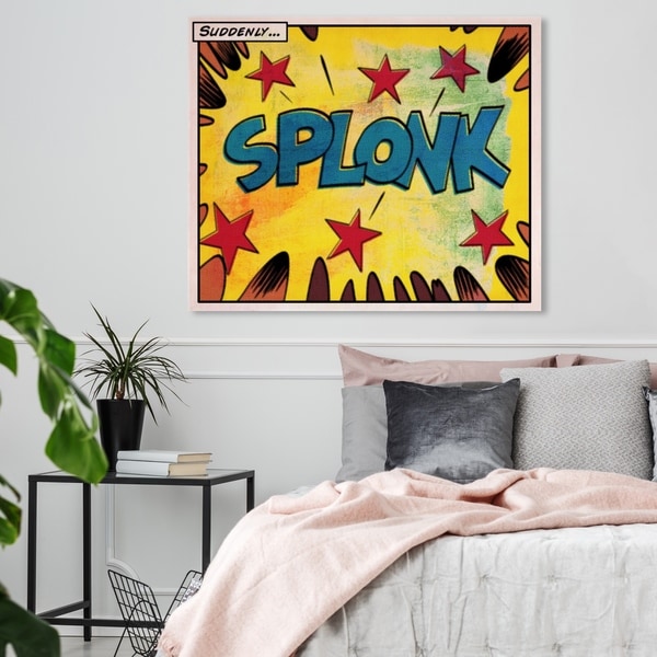 Oliver Gal ' Splonk' Advertising Wall Art Canvas Print - Yellow, Blue