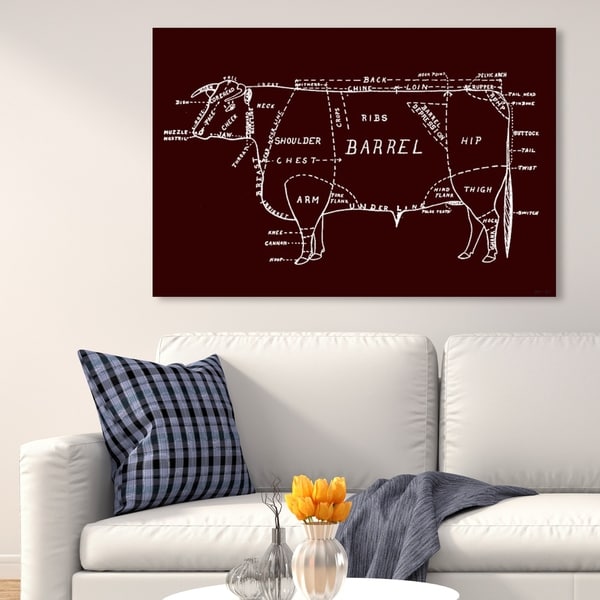 Oliver Gal 'Oxblood Beef' Animals Wall Art Canvas Print - Red, White