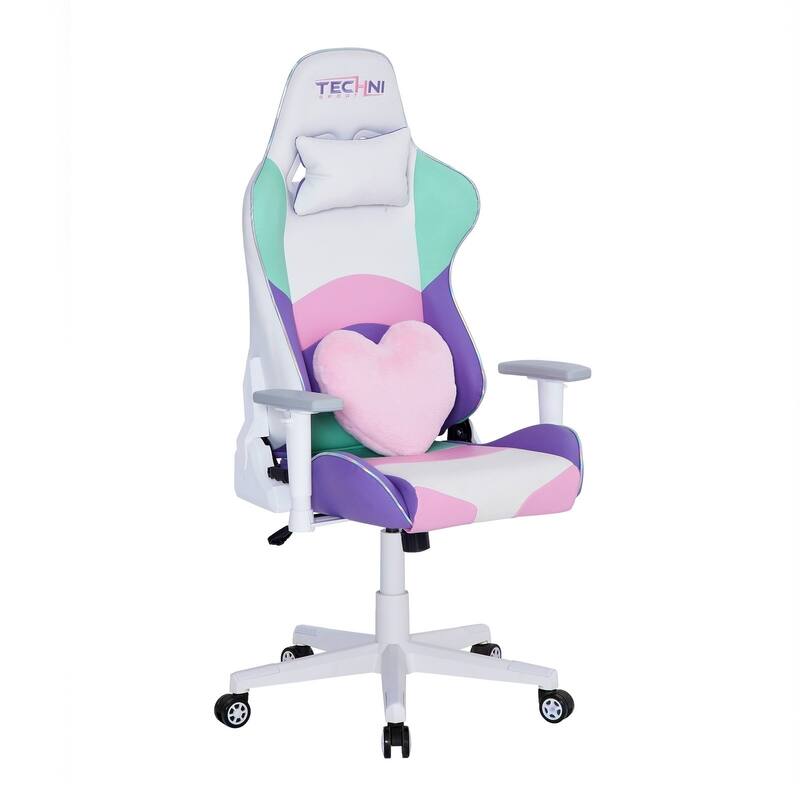 Kawaii Style High-Back Gaming Chair - White/Pink/Purple/Mint