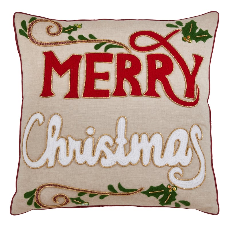 Merry Christmas Design Throw Pillow - Polyester