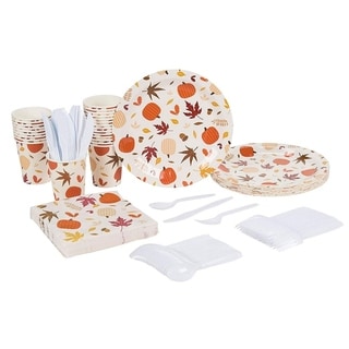Thanksgiving Paper Plates and Napkins Disposable Dinnerware Set