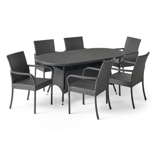 Christopher Knight Home Barona Outdoor Contemporary 6 Seater Wicker Dining Set