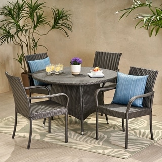 Pala Wicker Round 5-piece Dining Set by Christopher Knight Home
