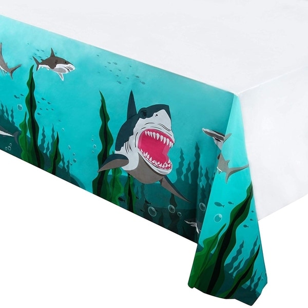 6pcs 54x108" Shark Event Disposable Plastic Rectangular Table Covers Tablecloths