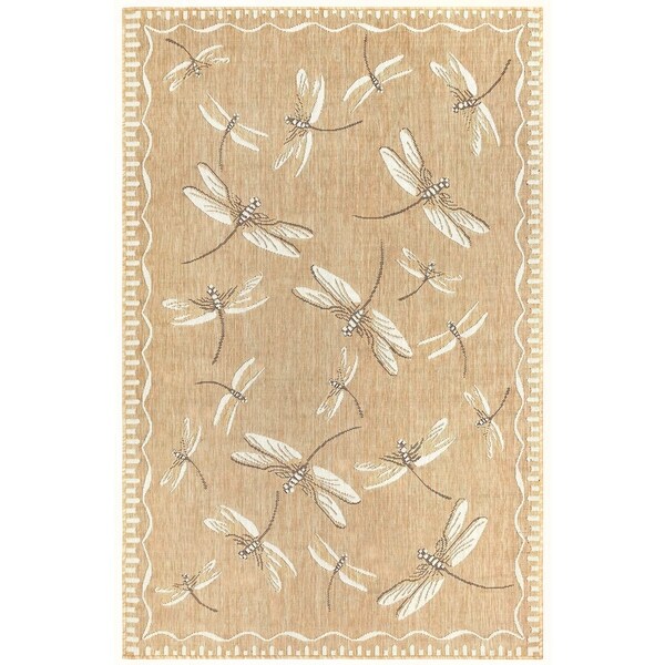 Liora Manne Carmel Dragonfly Indoor/Outdoor Rug Dark Sand 7'10"X9'10"