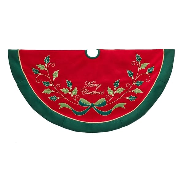Kurt Adler 48-Inch Red and Green with Holly Tree Skirt - Bed Bath ...