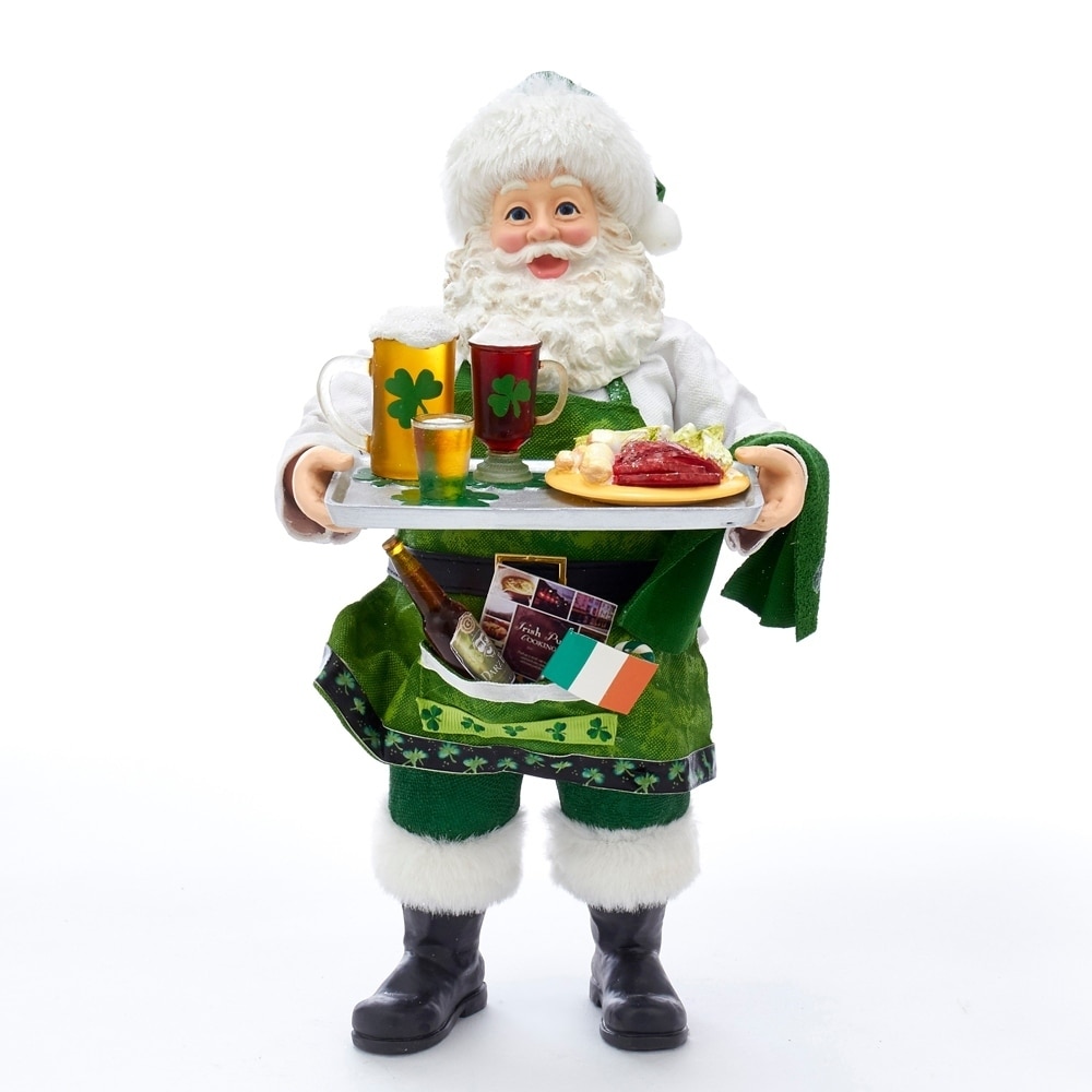 Kurt Adler 10.5-Inch Fabriché™ Musical Irish Chef Santa - On Sale