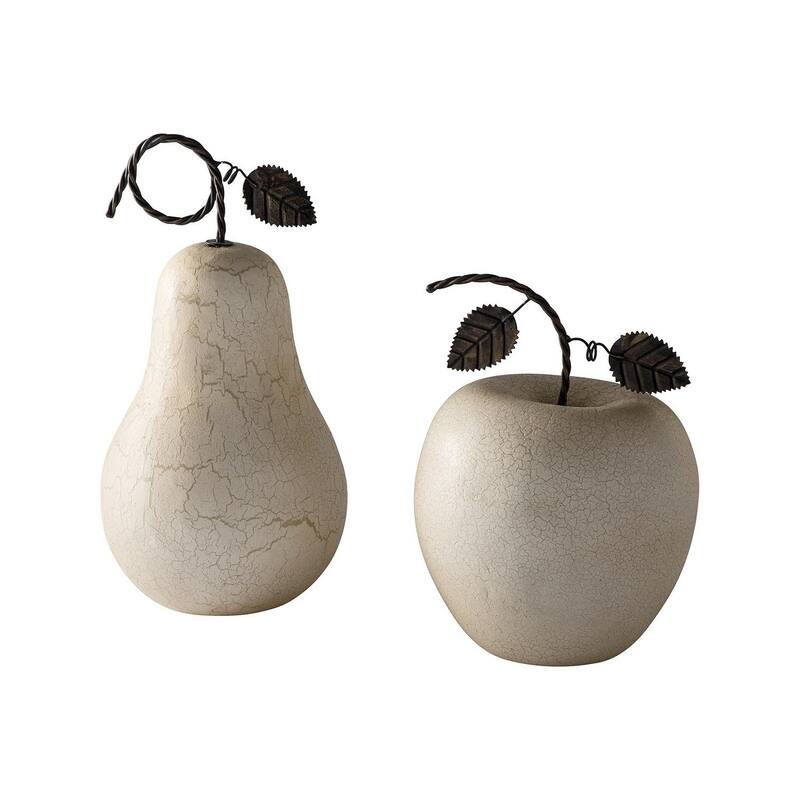 Bidelia 2-Piece Apple and Pear Sculpture - 7" W x 7" D x 14" H