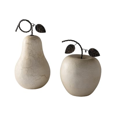 Bidelia 2-Piece Apple and Pear Sculpture - 7" W x 7" D x 14" H