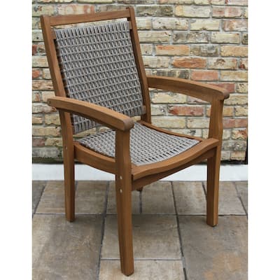 Eilaf Driftwood Grey Wicker & Eucalyptus Stacking Armchair - N/A